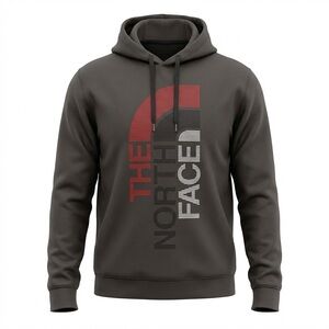 The North Face Men's Charcoal and Red Hoodie